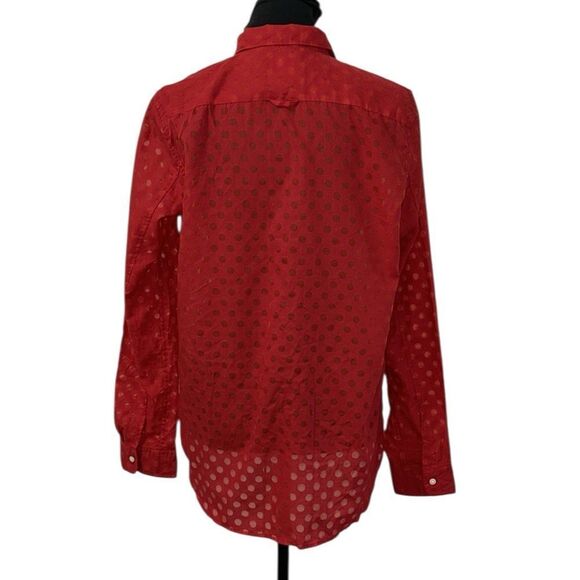 Gap Fitted Boyfriend Red Button Sheer Shirt(Size Large) - Picture 2 of 8